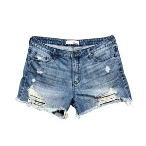 Vervet‎ High Rise Distressed Jean Shorts Womens Small Blue Denim #VT371 Cotton